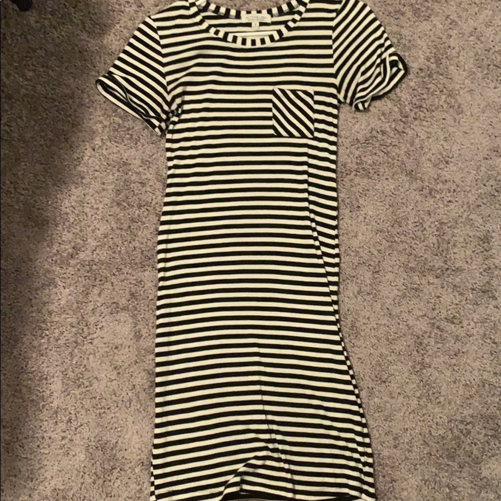 Black and white striped dress